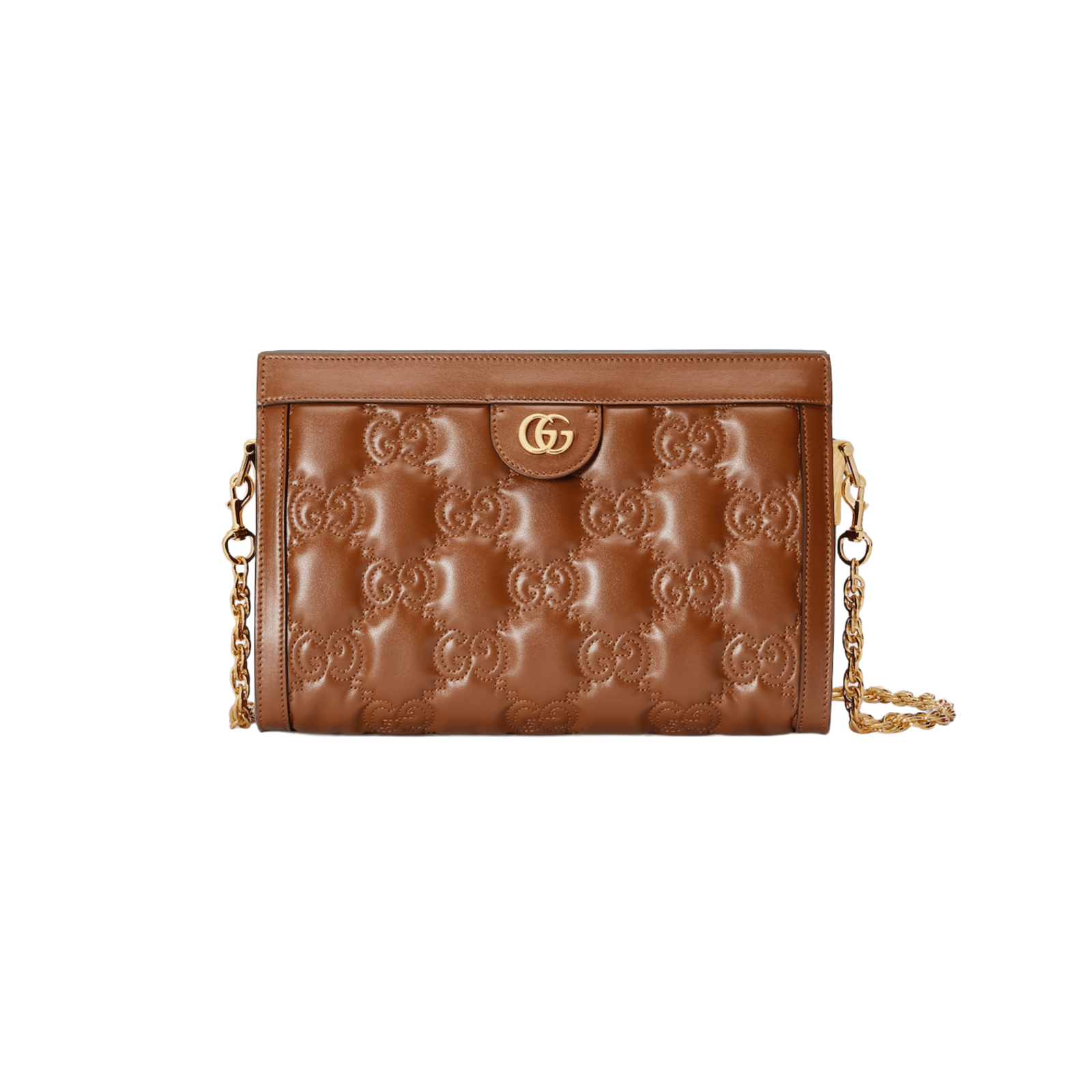 BORSA GG MATELASSÉ MISURA PICCOLA IN PELLE MARRONE CHIARO